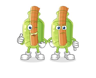 Şişe terzi maskotundaki mesaj. çizgi film vektosu