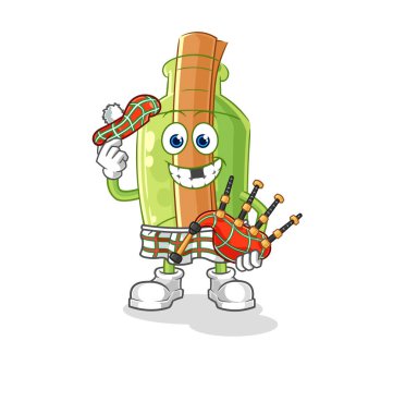 Şişedeki mesaj voleybol maskotu. çizgi film vektosu