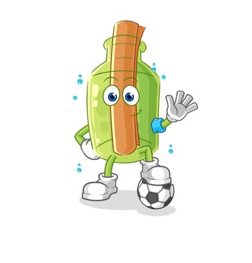 Şişedeki mesaj, çizgi filmi tekmeliyor. karikatür maskotu vektosu