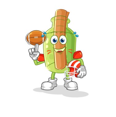 Şişedeki mesaj Ritmik Jimnastik maskotu. çizgi film vektosu