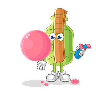 Halter karakterini kaldıran şişedeki mesaj. karikatür maskotu vektosu