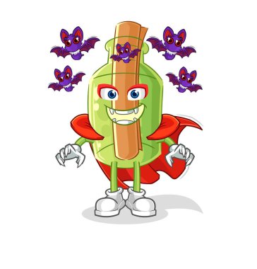 Şişedeki beysbol topu çizgi filmindeki mesaj. karikatür maskotu vektosu