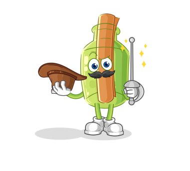 Aynadaki karikatüre bakan şişedeki mesaj. karikatür maskotu vektosu