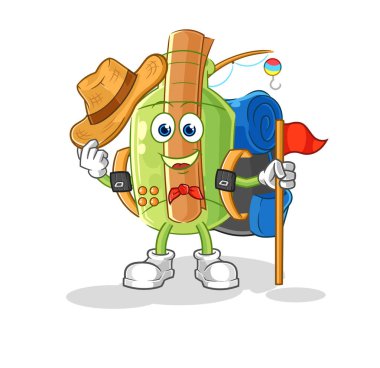 Şişedeki astronot el sallayan bir karakterdeki mesaj. karikatür maskotu vektosu