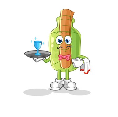 Matador şişesindeki kırmızı bez resimli mesaj. karakter vektosu