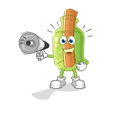 Bir şişe çiftçi maskotundaki mesaj. çizgi film vektosu