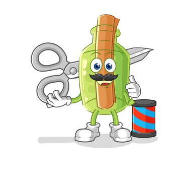 Bir şişe fotoğrafçısı karakterindeki mesaj. karikatür maskotu vektosu