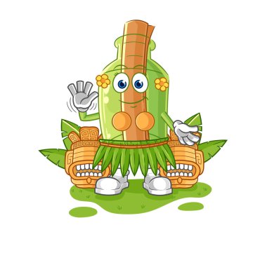 Tank karakterli bir şişe askerdeki mesaj. karikatür maskotu vektosu