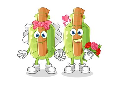 Uzun zamandır maskotluk yapan şişedeki mesaj. çizgi film vektosu