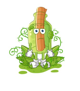 Şişedeki mesaj kamp maskotuna gidecek. çizgi film vektosu