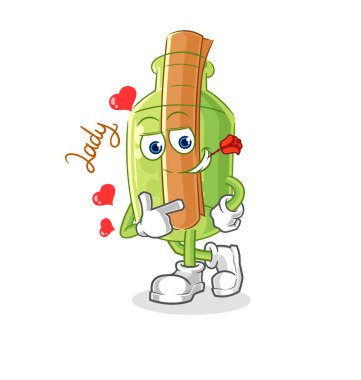 Şişe heykeltraşındaki mesaj. karikatür maskotu vektosu