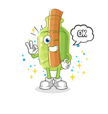 Bir şişe pazarlama karakterindeki mesaj. karikatür maskotu vektosu