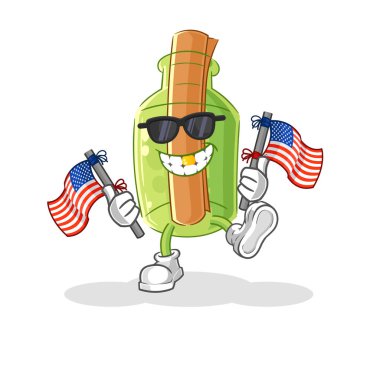 İHA karakterli şişedeki mesaj. karikatür maskotu vektosu