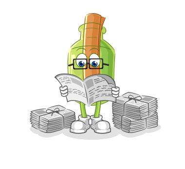 Evsiz bir şişedeki mesaj. karikatür maskotu vektosu