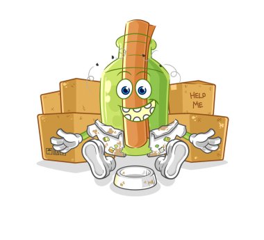 Bir şişe alışveriş maskotundaki mesaj. çizgi film vektosu