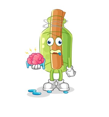 Şamandıra maskotlu bir şişe yüzücünün içindeki mesaj. çizgi film vektosu