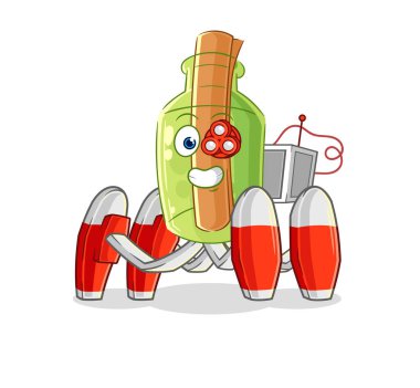 Şişedeki çılgın bilim adamının çizdiği mesaj. karakter vektosu