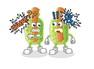 Şişe karakterindeki depresif mesaj. çizgi film vektosu