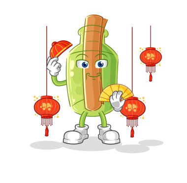 Badminton karikatüründeki şişe içindeki mesaj. karikatür maskotu vektosu