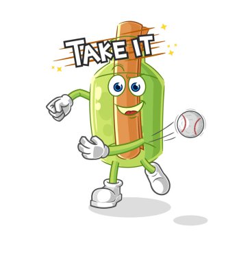 Çiçek maskotunu sulayan şişedeki mesaj. çizgi film vektosu