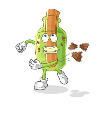 Alev maskotunun şişe içindeki mesajı. çizgi film vektosu