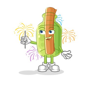 Şekerlemeleri kızartan bir şişedeki mesaj. karikatür maskotu vektosu