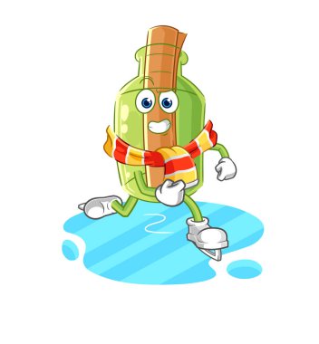 Şişedeki mesaj erişte karikatürü yemek. karakter maskotu vekto