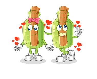 Bir şişe dedektif grubundaki mesaj. karikatür maskotu vektosu