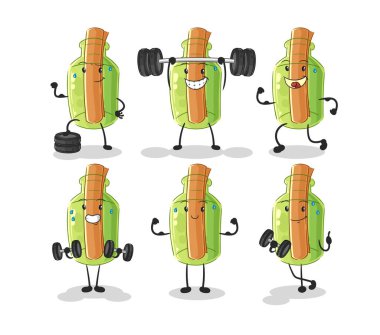 Bir şişe sanatçısı grubundaki mesaj. karikatür maskotu vektosu