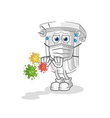 Romalı sütun virüsleri reddediyor. karikatür maskotu vektosu