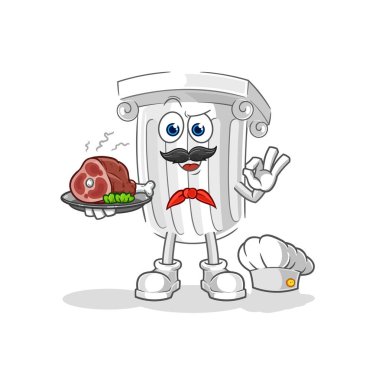 Et maskotu olan Romalı sütun şefi. çizgi film vektosu