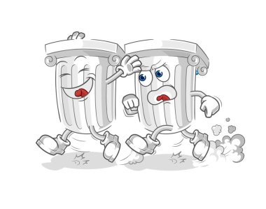 Romalı sütun kovalamaca çizgi filmi oynuyor. karikatür maskotu vektosu