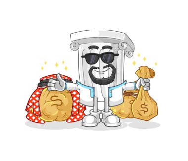 Roma sütunu zengini Arap maskotu. çizgi film vektosu