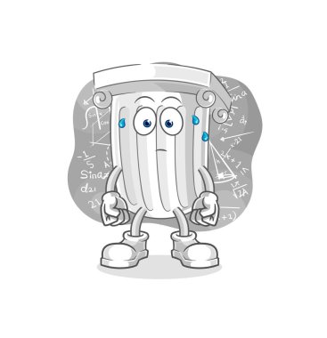 Romalı sütun sert bir vektör düşünüyor. karikatür