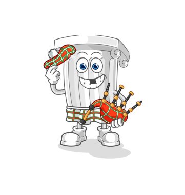 Gayda taşıyıcısı olan Roma sütun İskoçyalı. karikatür