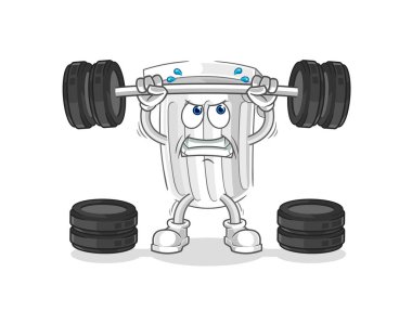 Romalı sütun halter karakterini kaldırıyor. karikatür maskotu vektosu