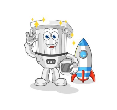 Romalı sütun astronot el sallıyor. karikatür maskotu vektosu