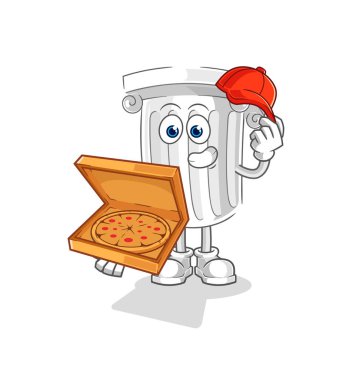 Roma sütunu pizza teslimatçısı çocuk vektörü. karikatür