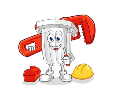 Roma sütun tesisatçı karikatürü. karikatür maskotu vektosu