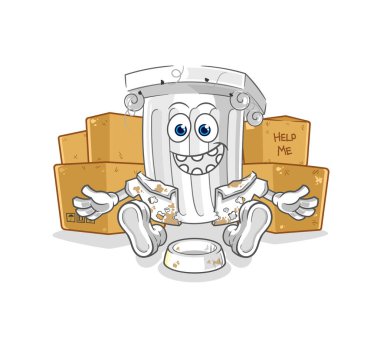 Romalı evsiz sütun karakteri. karikatür maskotu vektosu