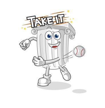 Romalı sütun beyzbol vektörünü fırlatıyor. karikatür