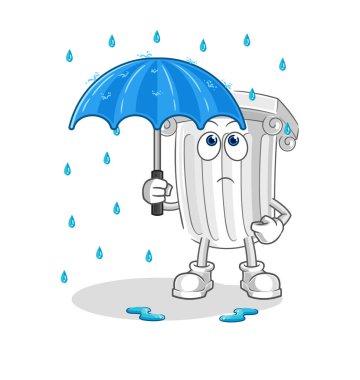 Roma sütunu bir şemsiye illüstrasyonu tutuyor. karakter vektosu