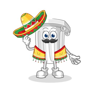 Roma sütunu Meksika kültürü ve bayrağı. karikatür maskotu vektosu