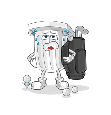 Golf ekipmanlı Roma sütunu. karikatür maskotu vektosu