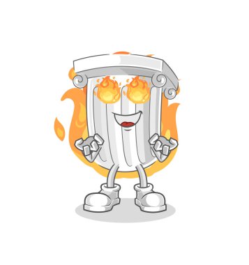 Roma sütununun alev maskotu. çizgi film vektosu