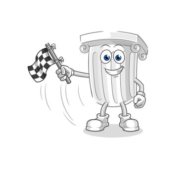 Roma sütunu bitiş bayrağı. karikatür maskotu vektosu