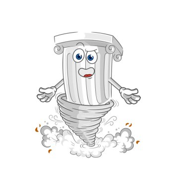 Kasırga çizgi film karakteri vecto 'daki Roma sütunu.