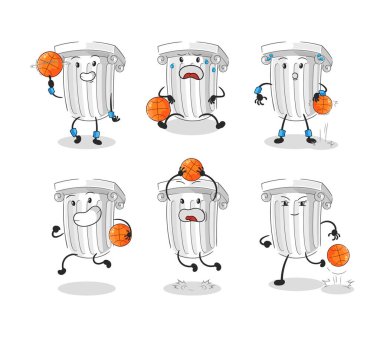 Romalı sütun basketbol oyuncusu grup karakteri. maskot vektosu