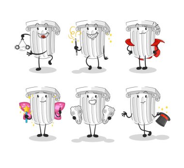 Roma sütun sihirli grup karakteri. karikatür maskotu vektosu