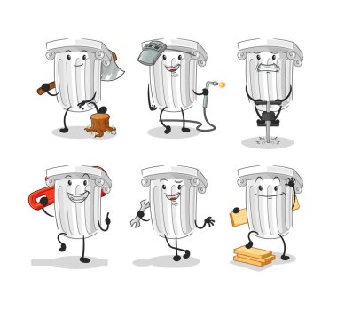 Romalı sütun işçisi karakterini belirledi. karikatür maskotu vektosu